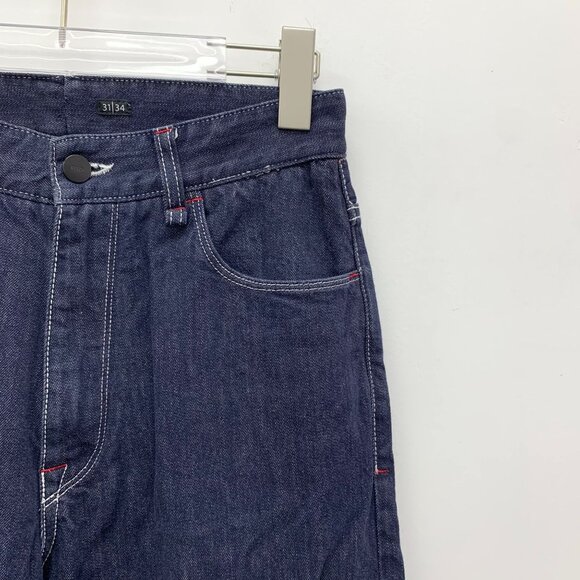 Fendi Fila Collaboration Dark Blue Wide-Leg Cotton Denim Pants Size 31/34 - Picture 7 of 8